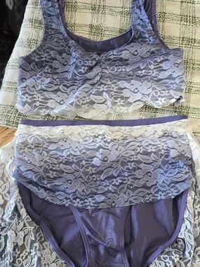 Lace Overlay Lavender Bralette & Brief Set